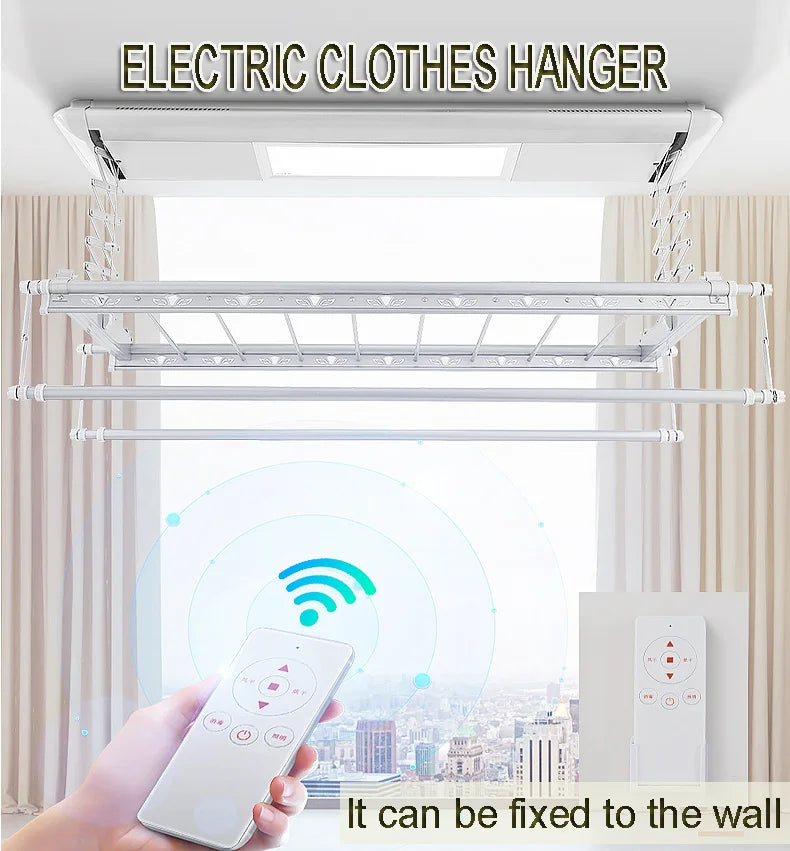 LED Automatic Smart Control Clothes Rack Electric Cloth Drying Hanger with Smart System for Modern Laundry Supplies