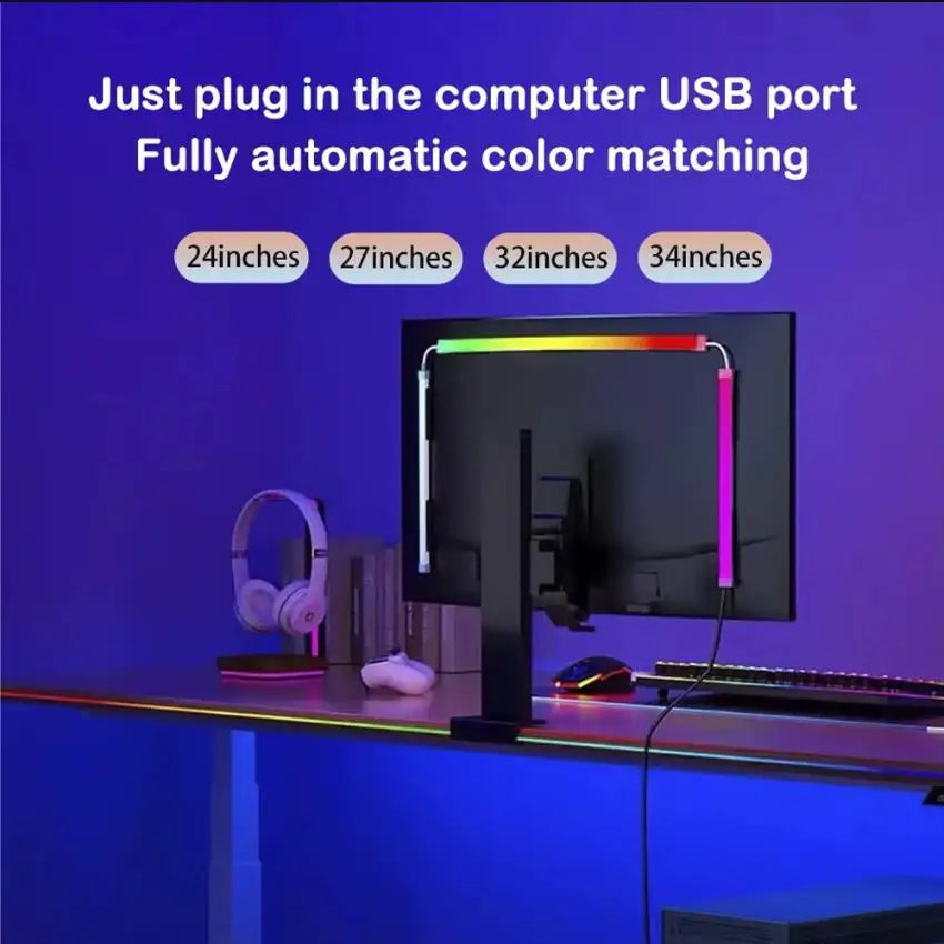 USB RGBIC LED Strip Lights for PC Monitor, App Controlled Gaming Backlight with Music Sync, 24 to 34 Inch Computer Screen LED Lighting for Gaming Room Decor