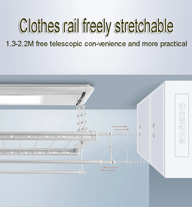 LED Automatic Smart Control Clothes Rack Electric Cloth Drying Hanger with Smart System for Modern Laundry Supplies